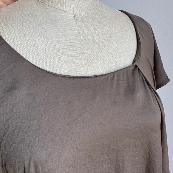HELMUT LANG Minimalist Taupe Asymmetric Sleeveless Mini Shift Dress - Picture 11 of 13